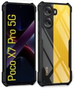 Shock Proof Clear Protective Back Case for Poco X7 Pro 5G - AirEDGE Technology | 360 Degree Camera Protection | Transparent Hybrid Back Case Mobile Cover - Black - Image 2