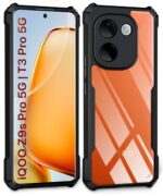 Shock Proof Clear Protective Back Case for iQOO Z9s Pro 5G | Vivo T3 Pro 5G - AirEDGE Technology | 360 Degree Camera Protection | Transparent Hybrid Back Case Mobile Cover - Black - Image 3