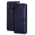 Shock Proof Flip Cover Back Case for Vivo V11 | Magnetic Wallet Leather Case with Stand - Image 2