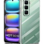 Crystal Clear Transparent Back Cover Case Compatible with Infinix Hot 50 5G Shockproof Flexible TPU Silicone Case with Full Body & Camera Protection Transparent