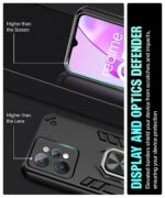 Shock Proof Back Case Mobile Cover for Realme C31 (Armor | Hybrid PC + TPU | Full Protection with Ring Holder Kickstand | Carbon Black) - Image 5