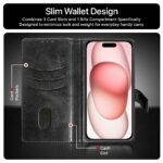Shock Proof Flip Cover Back Case for Apple Iphone 15 | Magnetic Wallet Leather Case with Stand - Image 6