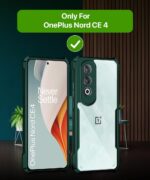 kelpuj TPU Shock Proof Clear Protective Back Case for 1+ Oneplus Nord Ce 4 5G-Airedge Technology|360 Degree Camera Protection|Transparent Hybrid Back Case Mobile Cover-Green - Image 2