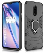 Shock Proof Back Case Mobile Cover for Oneplus 7 | 6T (Armor | Hybrid PC + TPU | Full Protection with Ring Holder Kickstand | Carbon Black) - Image 2