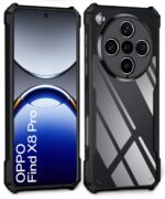 Shock Proof Clear Protective Back Case for Oppo Find X8 Pro - AirEDGE Technology | 360 Degree Camera Protection | Transparent Hybrid Back Case Mobile Cover - Black - Image 2