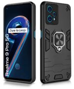 kelpuj Shock Proof Back Case Mobile Cover for Realme 9 Pro 5G | Bumper Back Cover Case (Tough Armor | Hybrid PC + TPU | Full Protection with Ring Holder & in-Built Kickstand | Black) - Image 2