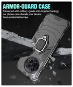 Shock Proof Back Case Mobile Cover for 1+ OnePlus 12 5G | Back Cover Case (Tough Armor | Hybrid PC + TPU | Ring Holder & in-Built Kickstand | Black) - Image 8