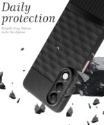 Back Cover for Oppo K13x 5G with Hexa Cube Design | Ultra Slim Soft Rubberised Case | Inner Velvet Fabric | Matte Silicone Flexible Mobile Case | Camera Protection - Black - Image 3