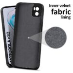 Ultra Slim Soft Rubberised Back Cover Case for Motorola Moto E32 | E22S Inner Velvet Fabric Lining | Matte Silicone Flexible Camera Protection Back Cover ? Black - Image 3