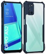 Shock Proof Clear Back Case Mobile Cover for Oppo A52 (Hard | Hybrid PC + TPU | Full Armour Device & Camera Protection - Blue - Image 2