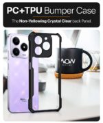 Shock Proof Clear Protective Back Case for Realme Narzo N63 | Realme C63 - AirEDGE Technology | 360 Degree Camera Protection | Transparent Hybrid Back Case Mobile Cover - Black - Image 8