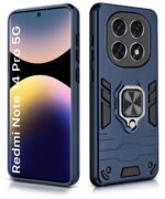 Shock Proof Back Case Mobile Cover for Redmi Note 14 Pro 5G | Poco X7 5G | Back Cover Case (Tough Armor | Hybrid PC + TPU | Ring Holder & in-Built Kickstand | Blue) - Image 2
