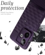 Back Cover for Realme GT 7 5G | Realme GT 7T 5G with Hexa Cube Design | Ultra Slim Soft Rubberised Case | Inner Velvet Fabric | Matte Silicone Mobile Case | Camera Protection - Plum Purple - Image 3