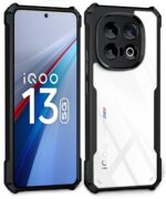 Shock Proof Clear Protective Back Case for iQOO 13 5G - AirEDGE Technology | 360 Degree Camera Protection | Transparent Hybrid Back Case Mobile Cover - Black - Image 3