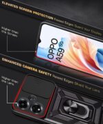 kelpuj Tough Armor Bumper Mobile Back Case for Oppo A59 5G | Sliding Camera Shield Cover | Shock Proof 360? Protection | Hybrid PC + TPU | Ring Holder with Kickstand  Black - Image 8