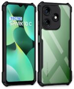 Shock Proof Clear Protective Back Case for Tecno Spark 10C - AirEDGE Technology | 360 Degree Camera Protection | Transparent Hybrid Back Case Mobile Cover - Black - Image 2