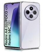 Transparent Back Cover Case for Compatible with Redmi A4 5G | Poco C75 5G | Redmi 14C 5G | Raised Bumps for Full Device & Camera Protection Shockproof TPU Silicone Back Case Mobile Cover