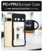 Shock Proof Clear Protective Back Case for Google Pixel 8 - AirEDGE Technology | 360 Degree Camera Protection | Transparent Hybrid Back Case Mobile Cover - Black - Image 5