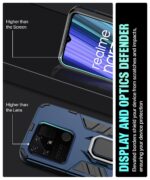 Shock Proof Back Case Mobile Cover for Realme Narzo 50A | Back Cover Case (Tough Armor | Hybrid PC + TPU | Ring Holder & in-Built Kickstand | Blue) - Image 5