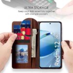 Shock Proof Flip Cover Back Case for Mi Redmi 12 5G | Magnetic Wallet Leather Case with Stand - Image 6