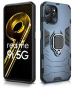 Shock Proof Back Case Mobile Cover for Realme 9i 5G | Realme 9i 5G | Back Cover Case (Tough Armor | Hybrid PC + TPU | Ring Holder & in-Built Kickstand | Blue) - Image 2