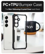 Shock Proof Clear Protective Back Case for Samsung Galaxy S25 5G AirEDGE Technology | 360 Degree Camera Protection | Transparent Hybrid Back Case Mobile Cover Black - Image 8