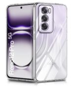 Crystal Clear Transparent Back Cover Case Compatible with Oppo Reno 12 Pro 5G Shockproof Flexible TPU Silicone Case with Full Body & Camera Protection Transparent