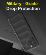 kelpuj Ultimate Silicon Back Cover Case for Apple iPhone 13 Pro | Military Grade Drop Protection Shockproof Bumper | Anti-Slip Grip | Scratch Proof Micro-Fibre Cloth Inside (Pitch Black) - Image 6