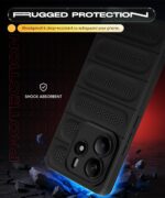 Ultimate Silicone Back Cover Case for Redmi Note 14 5G | Heat Dissipation Thin Soft TPU | 360? Camera Protection | Breathable Cooling Holes ? Pitch Black - Image 4