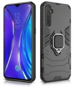 Shock Proof Back Case Mobile Cover for Realme XT | Back Cover Case (Tough Armor | Hybrid PC + TPU | Ring Holder & in-Built Kickstand | Black) - Image 2