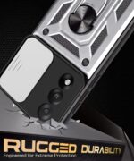 Tough Armor Bumper Mobile Back Case for 1+ OnePlus Nord 5 | Sliding Camera Shield Cover | Shock Proof 360? Protection | Hybrid PC + TPU | Ring Holder with Kickstand ? Silver - Image 6