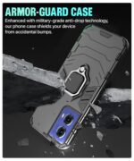 Shock Proof Back Case Mobile Cover for Motorola Moto G85 5G | Back Cover Case (Tough Armor | Hybrid PC + TPU | Ring Holder & in-Built Kickstand | Black) - Image 5