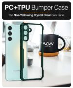 Shock Proof Clear Protective Back Case for Samsung Galaxy M55 5G | M55s 5G | F55 5G - AirEDGE Technology | 360 Degree Camera Protection | Transparent Hybrid Back Case Mobile Cover - Green - Image 8