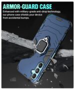 Shock Proof Back Case Mobile Cover for Samsung Galaxy M14 5G | Back Cover Case (Tough Armor | Hybrid PC + TPU | Ring Holder & in-Built Kickstand | Blue) - Image 8
