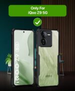 iQOO Z9 5G | Back Case Cover Shock Proof Clear Protective 360 Degree Camera Protection | Transparent Hybrid Back Case Cover - Earthy Black - Image 2