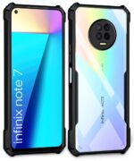 Shock Proof Clear Back Case Mobile Cover for Infinix Note 7 (Hard | Hybrid PC + TPU | Full Armour Device & Camera Protection | Black) - Image 3