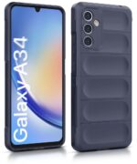Ultimate Silicon Back Cover Case for Samsung Galaxy A34 5G | Military Grade Drop Protection Shockproof Bumper | Anti-Slip Grip | Scratch Proof Micro-Fibre Cloth Inside (Deep Blue) - Image 4