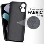 Back Cover for Lava Blaze 2 | Ultra Slim Soft Rubberised Case | Inner Velvet Fabric Lining | Matte Silicone Flexible Mobile Case | Camera Protection - Black - Image 2