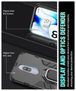 Shock Proof Back Case Mobile Cover for Xiaomi Mi Redmi 8 | Back Cover Case (Tough Armor | Hybrid PC + TPU | Ring Holder & in-Built Kickstand | Black) - Image 4