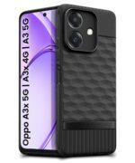Back Cover for Oppo A3x 5G | A3x 4G | A3 5G with Hexa Cube Design | Ultra Slim Soft Rubberised Case | Inner Velvet Fabric | Matte Silicone Flexible Mobile Case | Camera Protection - Black - Image 4