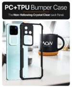 Shock Proof Clear Back Case Mobile Cover for Vivo V30 Pro (Hard | Hybrid PC + TPU | Full Armour Device & Camera Protection | Black) - Image 8