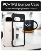 Shock Proof Clear Protective Back Case for Google Pixel 9 - AirEDGE Technology | 360 Degree Camera Protection | Transparent Hybrid Back Case Mobile Cover - Black - Image 5