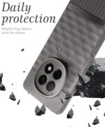 Back Cover for Oppo F29 5G with Hexa Cube Design | Ultra Slim Soft Rubberised Case | Inner Velvet Fabric | Matte Silicone Flexible Mobile Case | Camera Protection - Grey - Image 3