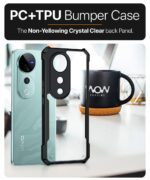 Shock Proof Clear Protective Back Case for Vivo V40 | V40 Pro 5G | T3 Ultra 5G - AirEDGE Technology | 360 Degree Camera Protection | Transparent Hybrid Back Case Mobile Cover - Black - Image 8