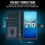 Shock Proof Flip Cover Back Case for Iqoo Z10 5G | Magnetic Wallet Leather Case with Stand - Image 4
