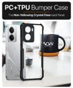 Shock Proof Clear Protective Back Case for Realme P3 5G - AirEDGE Technology | 360 Degree Camera Protection | Transparent Hybrid Back Case Mobile Cover - Black - Image 4