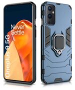 Shock Proof Back Case Mobile Cover for 1+ OnePlus 9 5G | Back Cover Case (Tough Armor | Hybrid PC + TPU | Ring Holder & in-Built Kickstand | Blue) - Image 2
