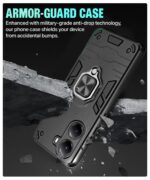 Shock Proof Back Case Mobile Cover for Poco X7 Pro 5G | Bumper Back Cover Case (Tough Armor | Hybrid PC + TPU | Full Protection with Ring Holder & in-Built Kickstand | Black) - Image 6