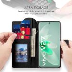Shock Proof Flip Cover Back Case for Vivo V27 | Magnetic Wallet Leather Case with Stand - Image 4