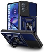Tough Armor Bumper Mobile Back Case for Moto G54 5G | Moto G64 5G | Sliding Camera Shield Cover | Shock Proof 360? Protection | Hybrid PC + TPU | Ring Holder with Kickstand ? Blue - Image 3
